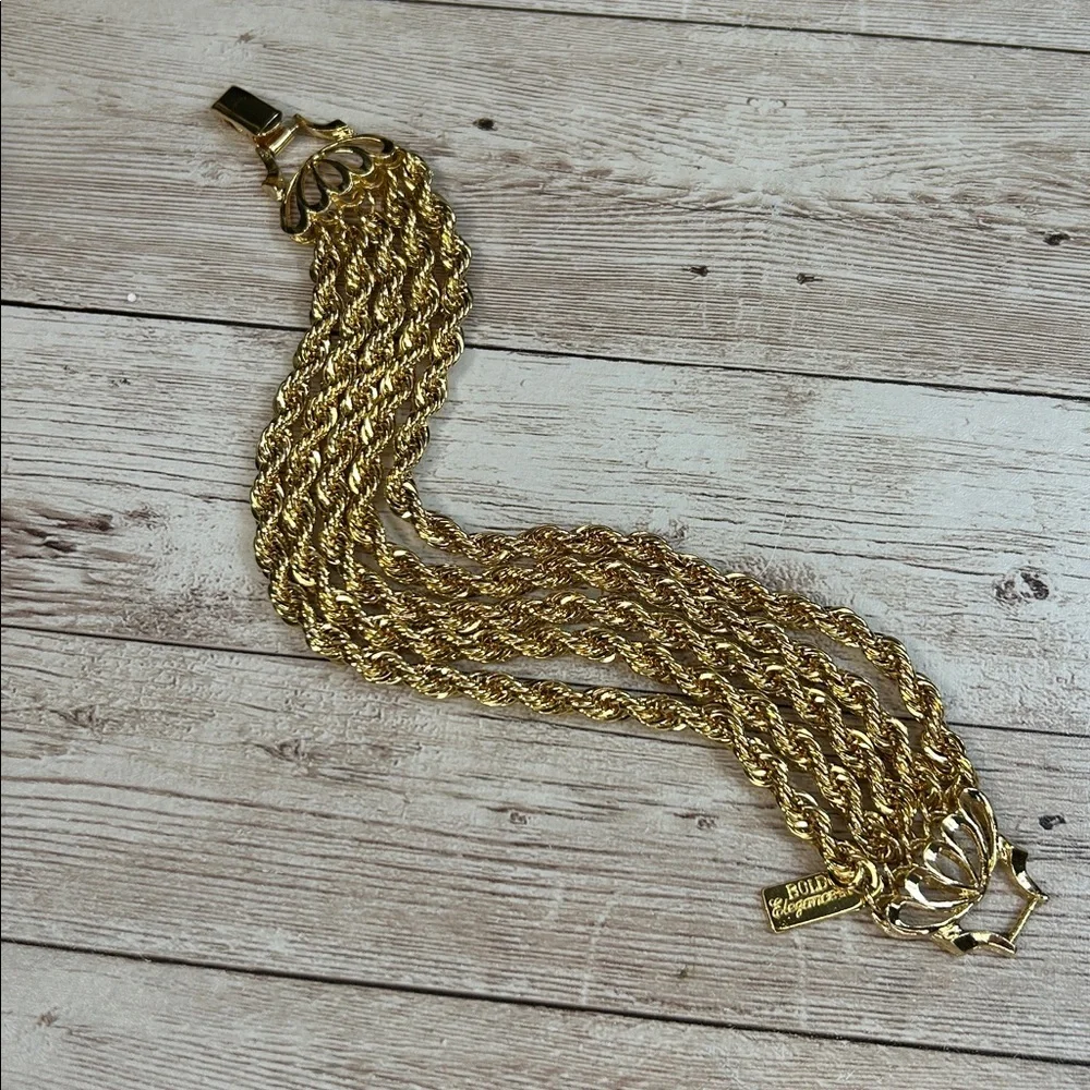 Bold Elegance Gold 5 Strand Rope Bracelet